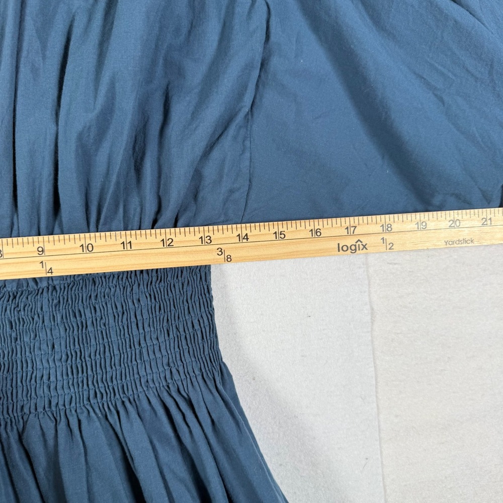 Pinch Women Blue Cotton Smocked Waist Puff Sleeve Mini Dress Size Small - Picture 5 of 8